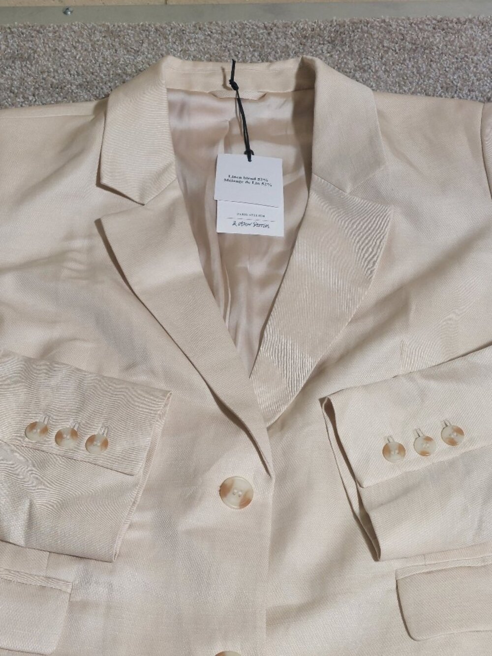 NWT & Other Stories linen blend tailored blazer beige dusty Size 12